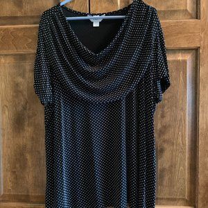 CJ Banks Black with White Polka Dots Blouse - Size Women's 2X